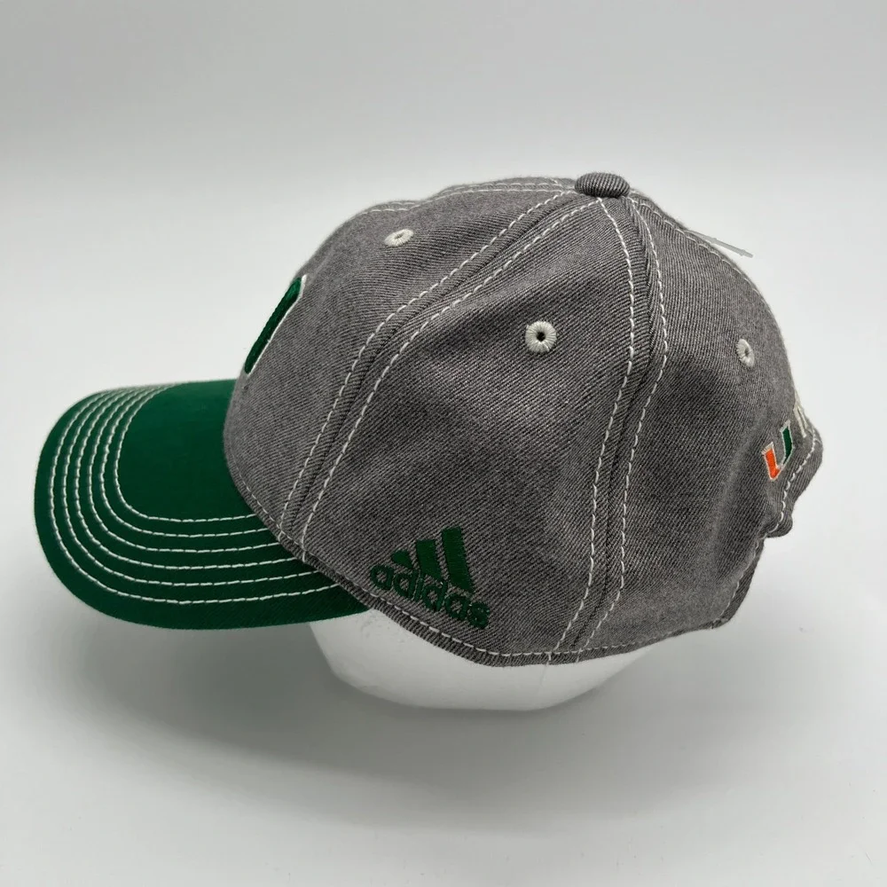 Adidas Miami Hurricanes Youth Hat Cap‎ Gray Green Orange Embroidered